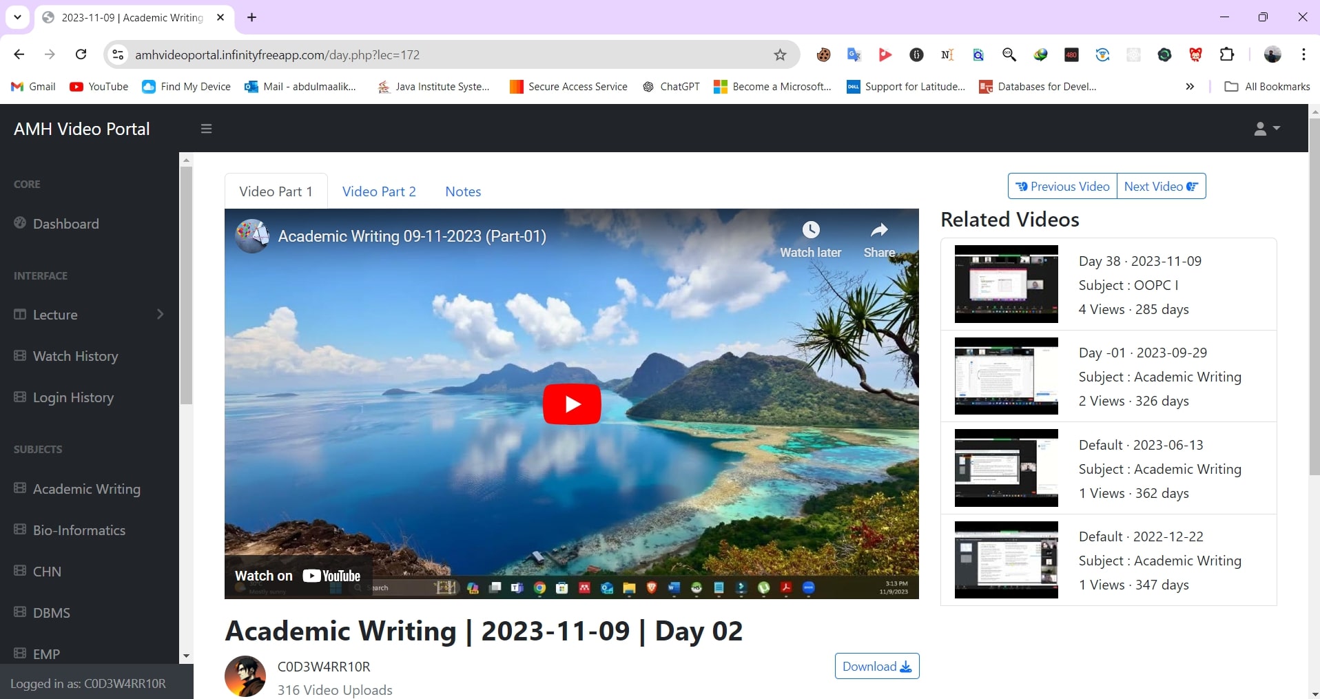 Class Video Portal